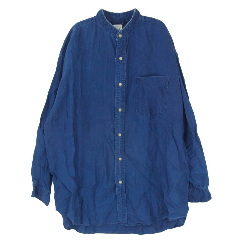 orSlow オアスロウ リネン スタンドカラー ルーズ シルエット 長袖 シャツ インディゴブルー系 3【中古】