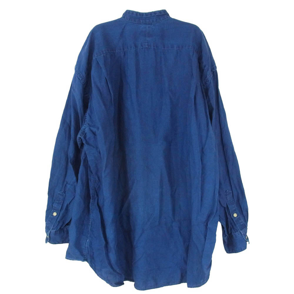 orSlow オアスロウ リネン スタンドカラー ルーズ シルエット 長袖 シャツ インディゴブルー系 3【中古】
