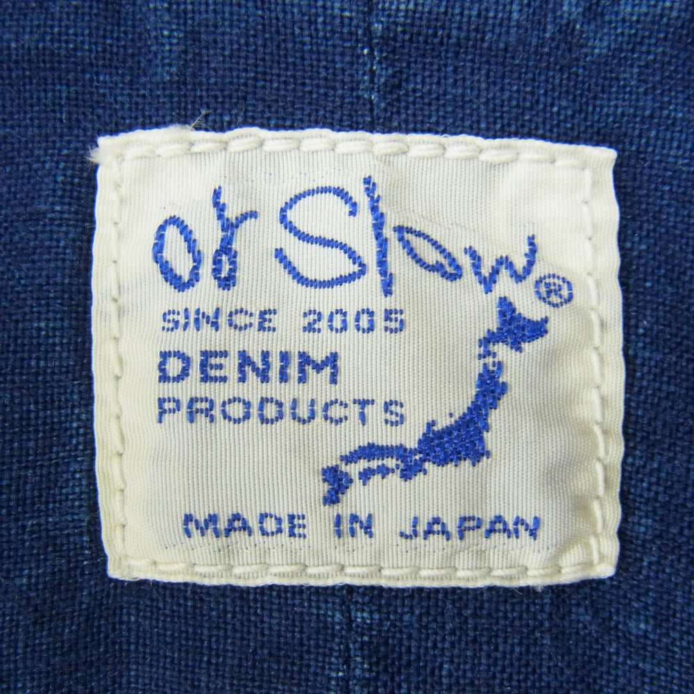 orSlow オアスロウ リネン スタンドカラー ルーズ シルエット 長袖 シャツ インディゴブルー系 3【中古】