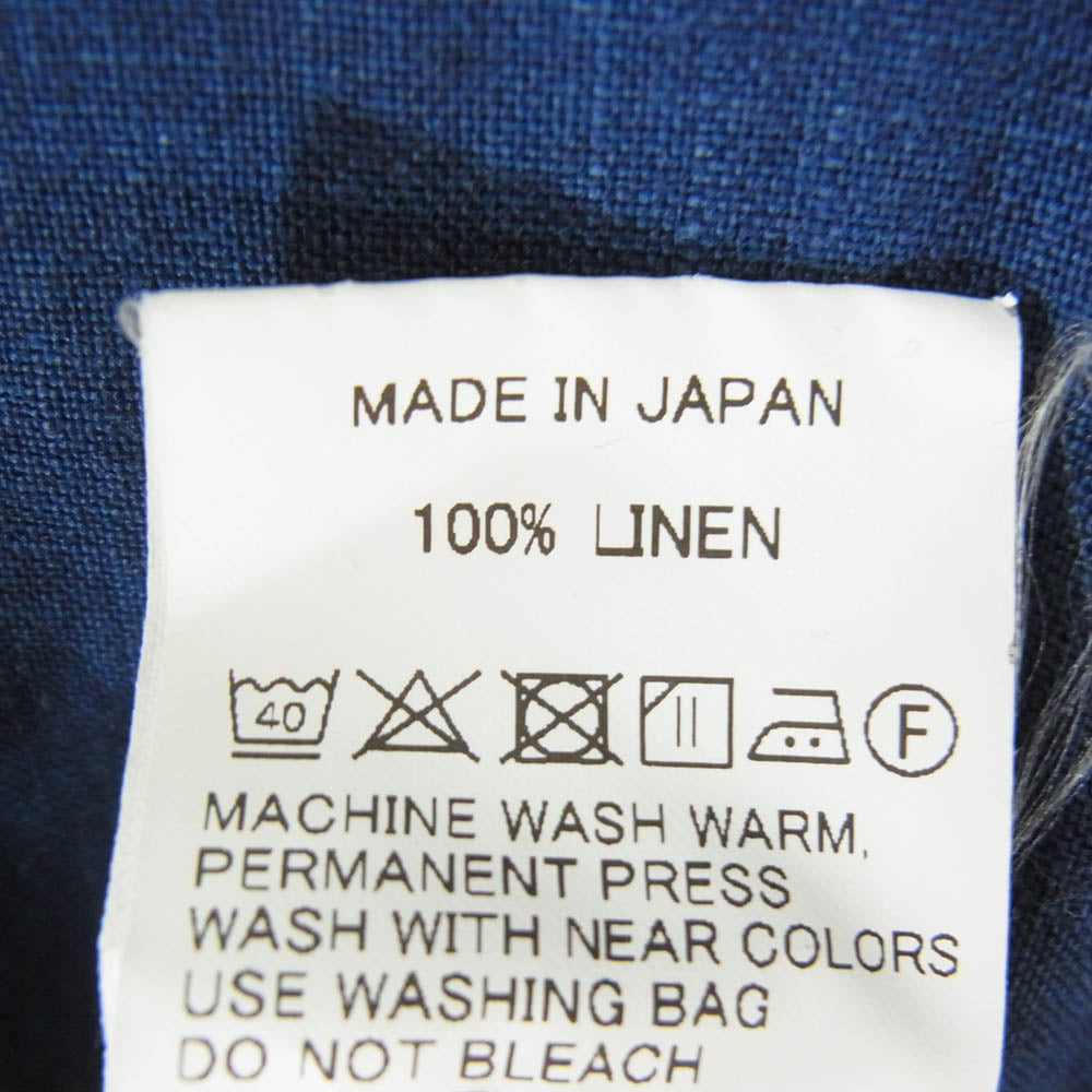 orSlow オアスロウ リネン スタンドカラー ルーズ シルエット 長袖 シャツ インディゴブルー系 3【中古】