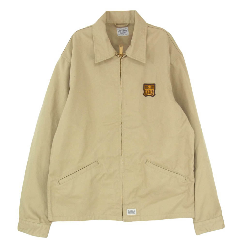 STANDARD CALIFORNIA スタンダードカリフォルニア ロゴワッペン ジップアップ スウィングトップ ジャケット ブルゾン ベージュ系 L【中古】