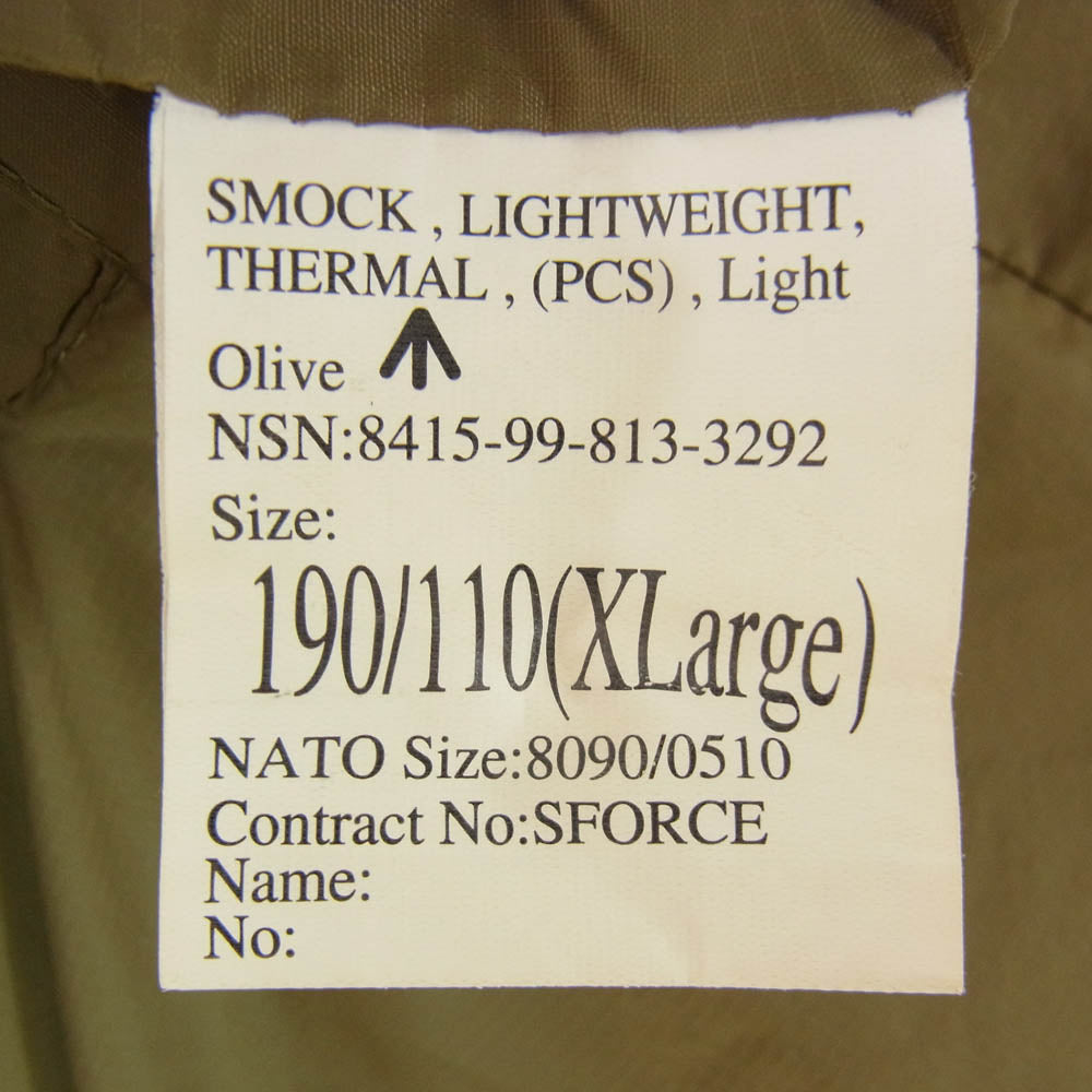 イギリス軍 8415-99-813-3292 LIGHT WEIGHT THERMAL SMOCK サーマル スモック ナイロン ジャケット カーキ系 L【中古】
