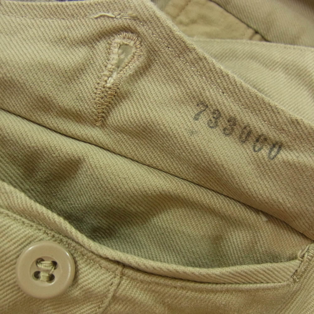 ミリタリー ヴィンテージ 50’s FRENCH MILITARY フランス軍 SOCIETE ARIEL AIZENAY Ｍ-52 2タック チノ トラウザーズ パンツ ブラウン系 15【中古】