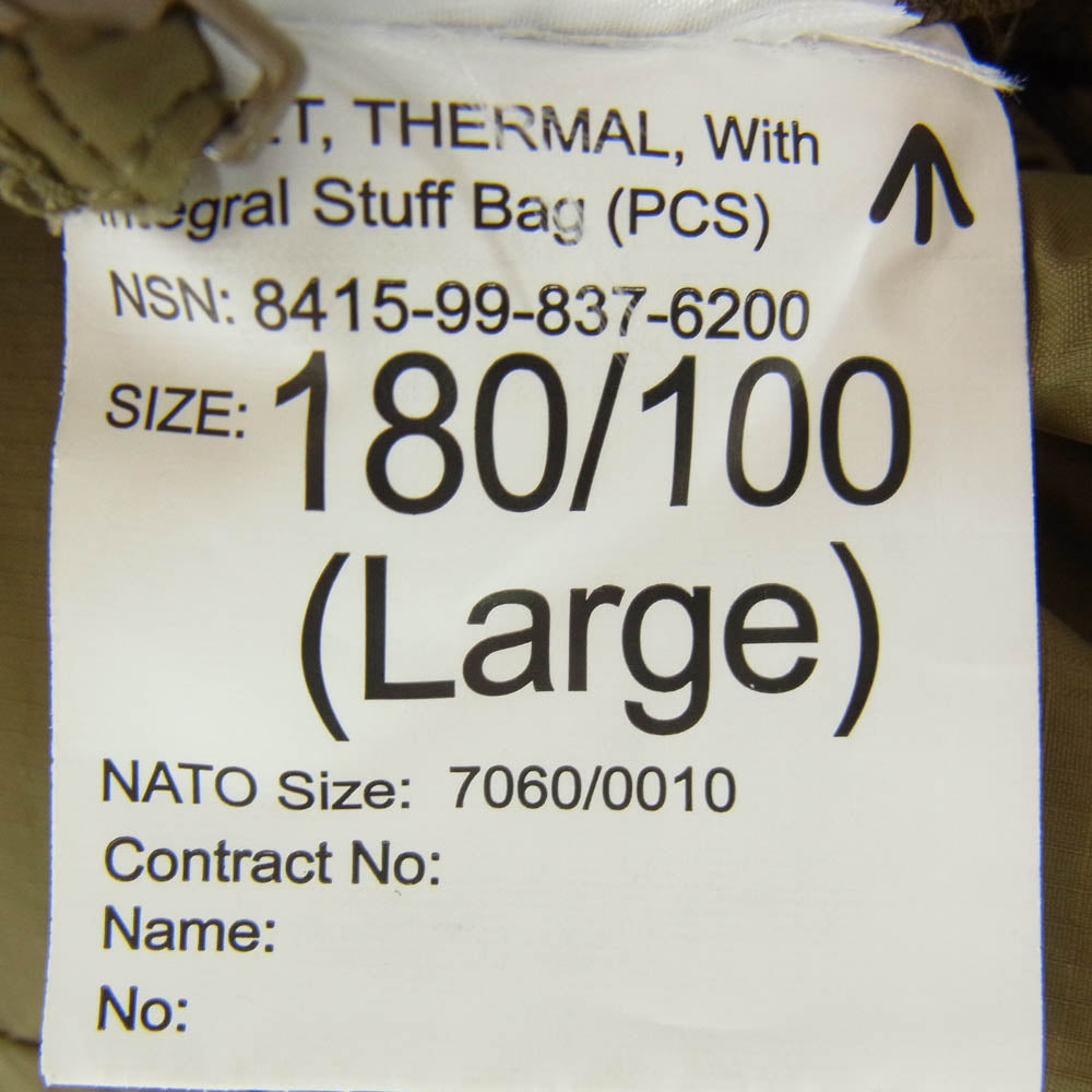 イギリス軍 8415-99-837-6200 PCS THERMAL JACKET レプリカ サーマル ジャケット ブルゾン カーキ系 L【中古】
