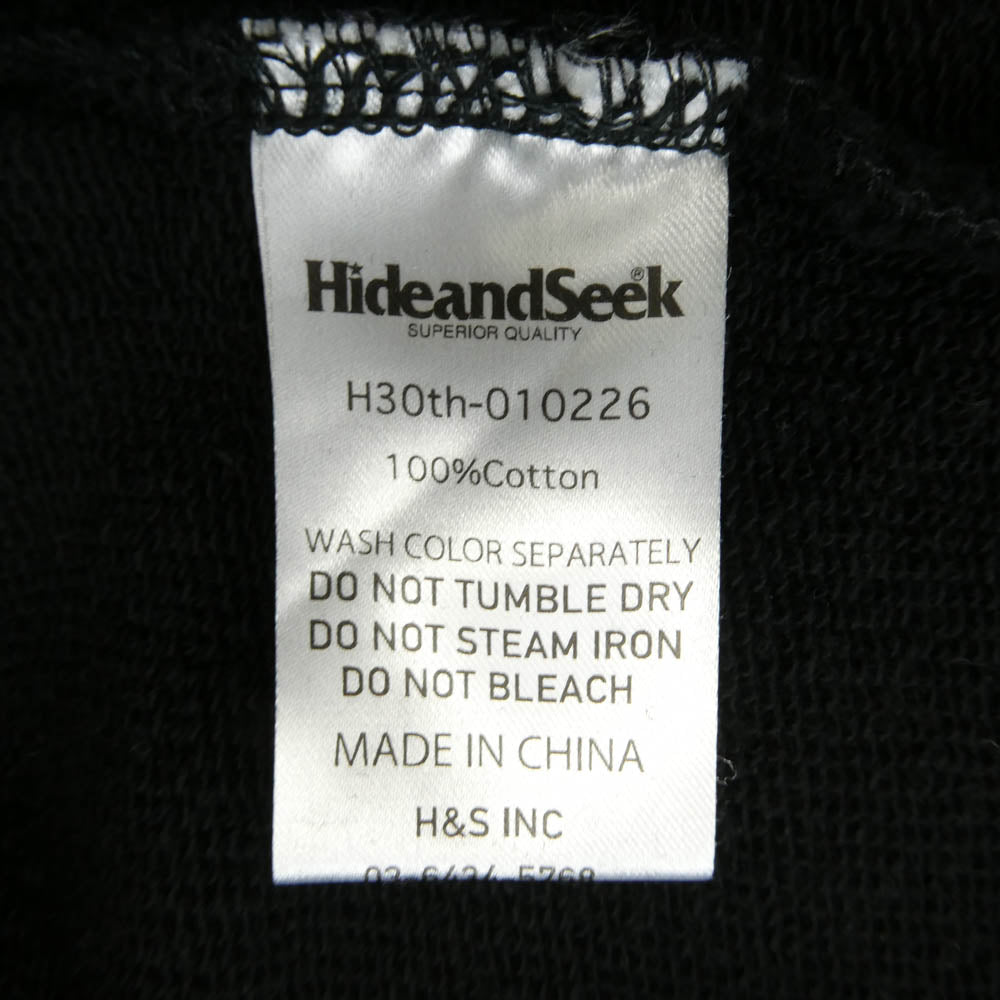 HideandSeek ハイドアンドシーク H30th-010226 Toru Nishiura 西浦 徹 30周年 The H&S Hooded Sweat Shirt フーデッド スウェットシャツ プルオーバー パーカー フーディー ブラック系 L【中古】
