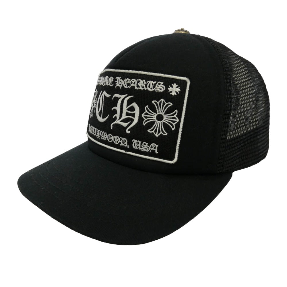 CHROME HEARTS クロムハーツ（原本無） CH Trucker Cap CHトラッカー キャップ CHワッペン クロスボール メッシュキャップ ブラック系【中古】