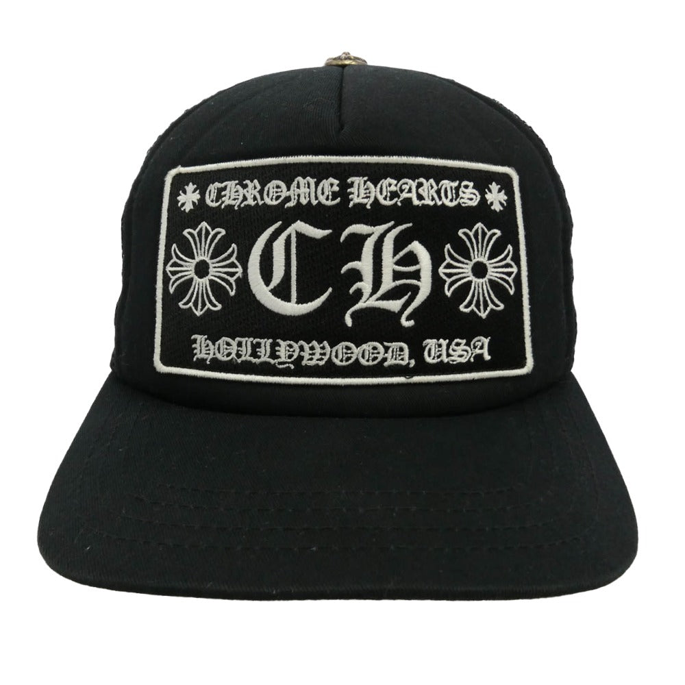 CHROME HEARTS クロムハーツ（原本無） CH Trucker Cap CHトラッカー キャップ CHワッペン クロスボール メッシュキャップ ブラック系【中古】