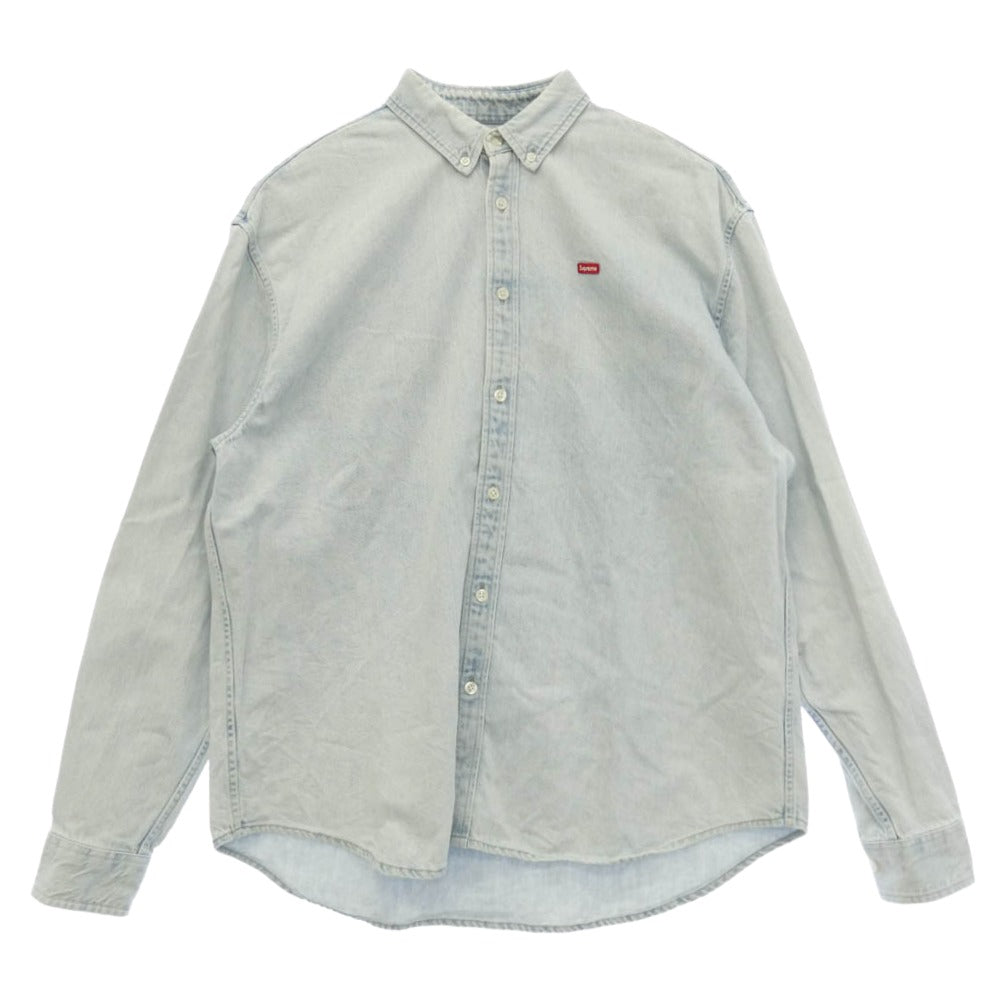 Supreme シュプリーム 24SS SUP-SS24-017 Small Box Shirt Washed Blue スモール ボックス シャツ ウォッシュド ブルー ロゴ ワンポイント ボタンダウン デニム 長袖 シャツ ライトブルー系 3【中古】