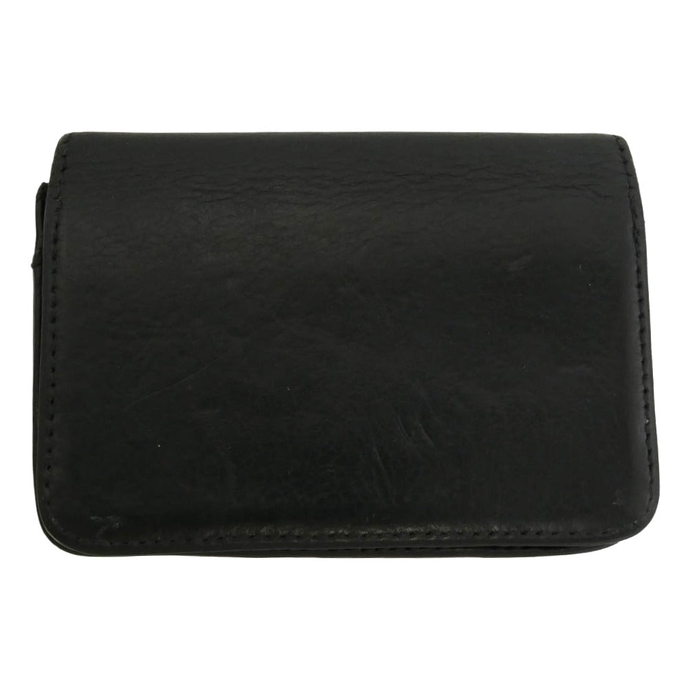 CHROME HEARTS クロムハーツ（原本無） 3POCKET CARD CAS スクロールラベル レザー カードケース ブラック系【中古】
