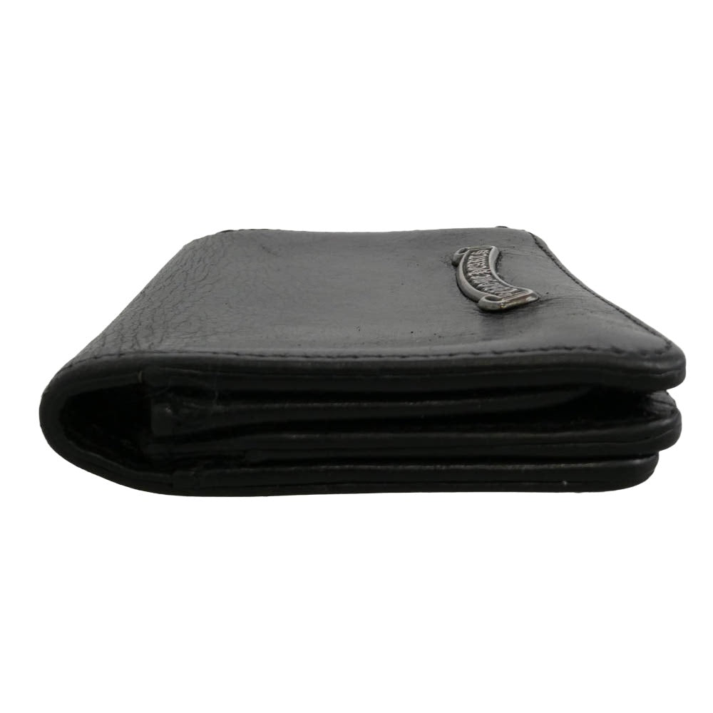CHROME HEARTS クロムハーツ（原本無） 3POCKET CARD CAS スクロールラベル レザー カードケース ブラック系【中古】