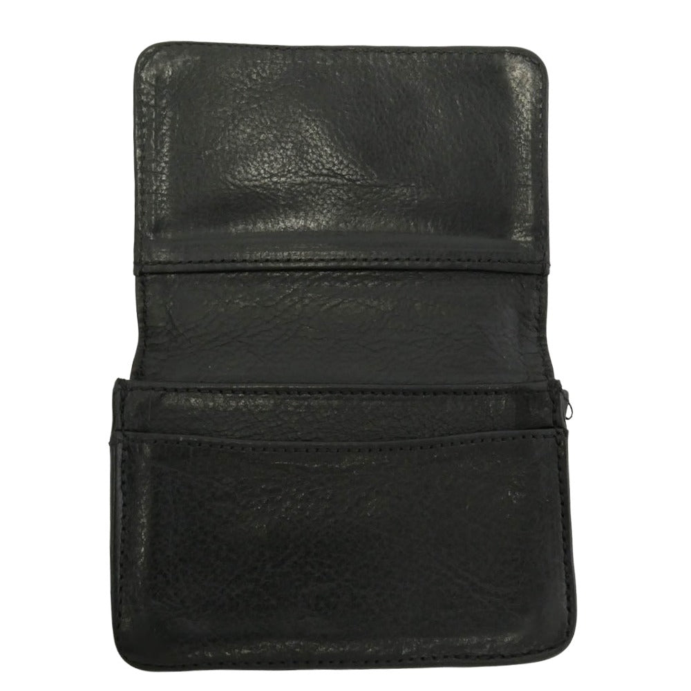CHROME HEARTS クロムハーツ（原本無） 3POCKET CARD CAS スクロールラベル レザー カードケース ブラック系【中古】