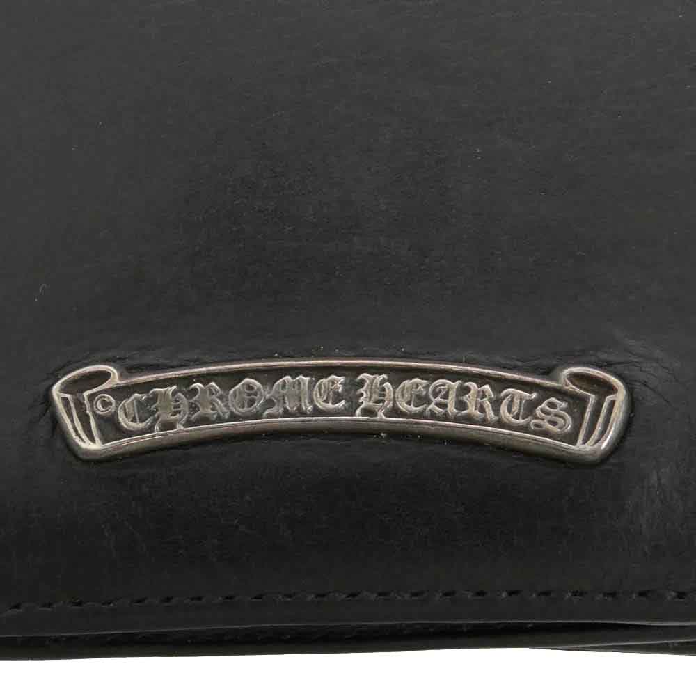 CHROME HEARTS クロムハーツ（原本無） 3POCKET CARD CAS スクロールラベル レザー カードケース ブラック系【中古】