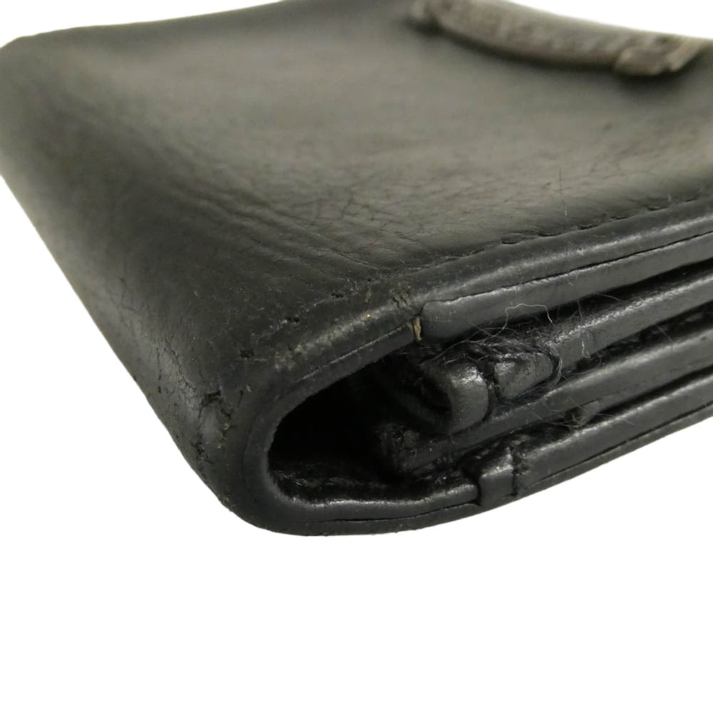 CHROME HEARTS クロムハーツ（原本無） 3POCKET CARD CAS スクロールラベル レザー カードケース ブラック系【中古】