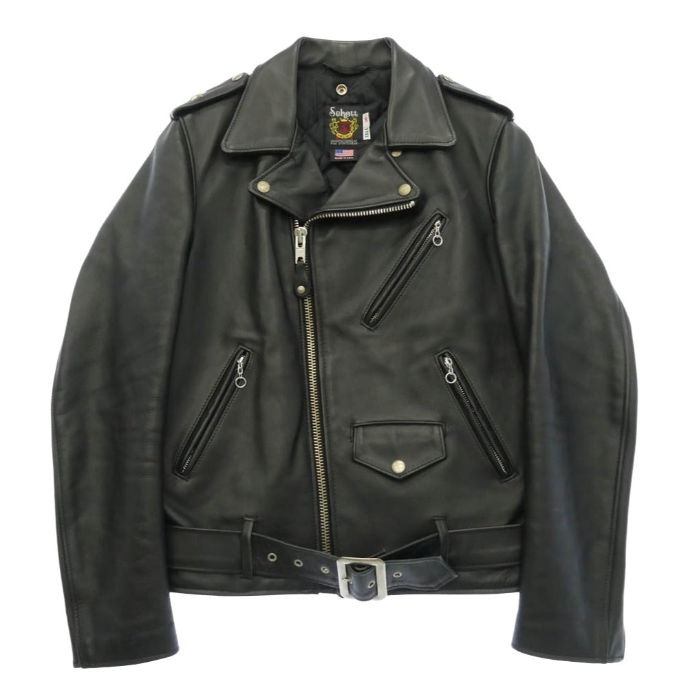 schott ショット 613UST ONESTAR TALL ワンスター トール ダブル ライダース レザー ジャケット ブラック系 36【中古】