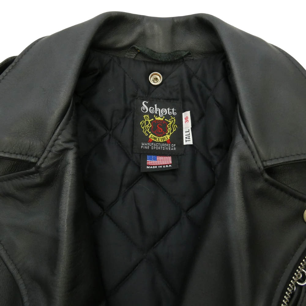 schott ショット 613UST ONESTAR TALL ワンスター トール ダブル ライダース レザー ジャケット ブラック系 36【中古】