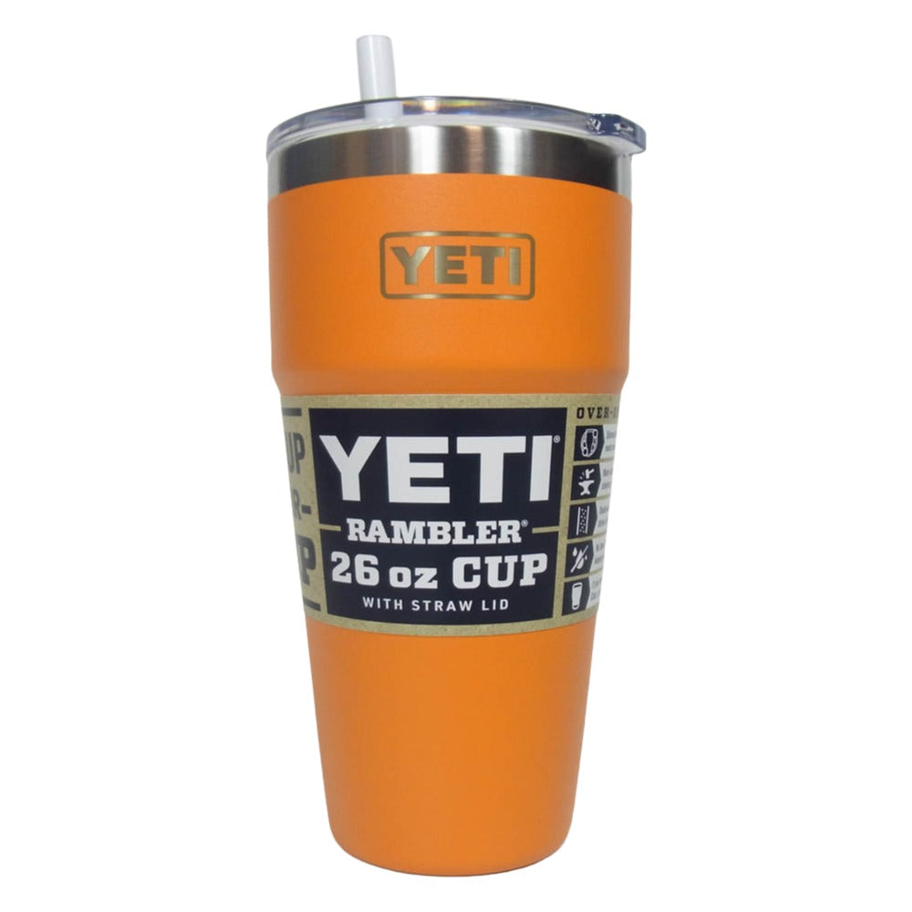 イエティ RAMBLER 26oz CUP WITH STRAW LID king crab orange ランブラー 26オンス カップ ストロー マグカップ オレンジ系【極上美品】【中古】
