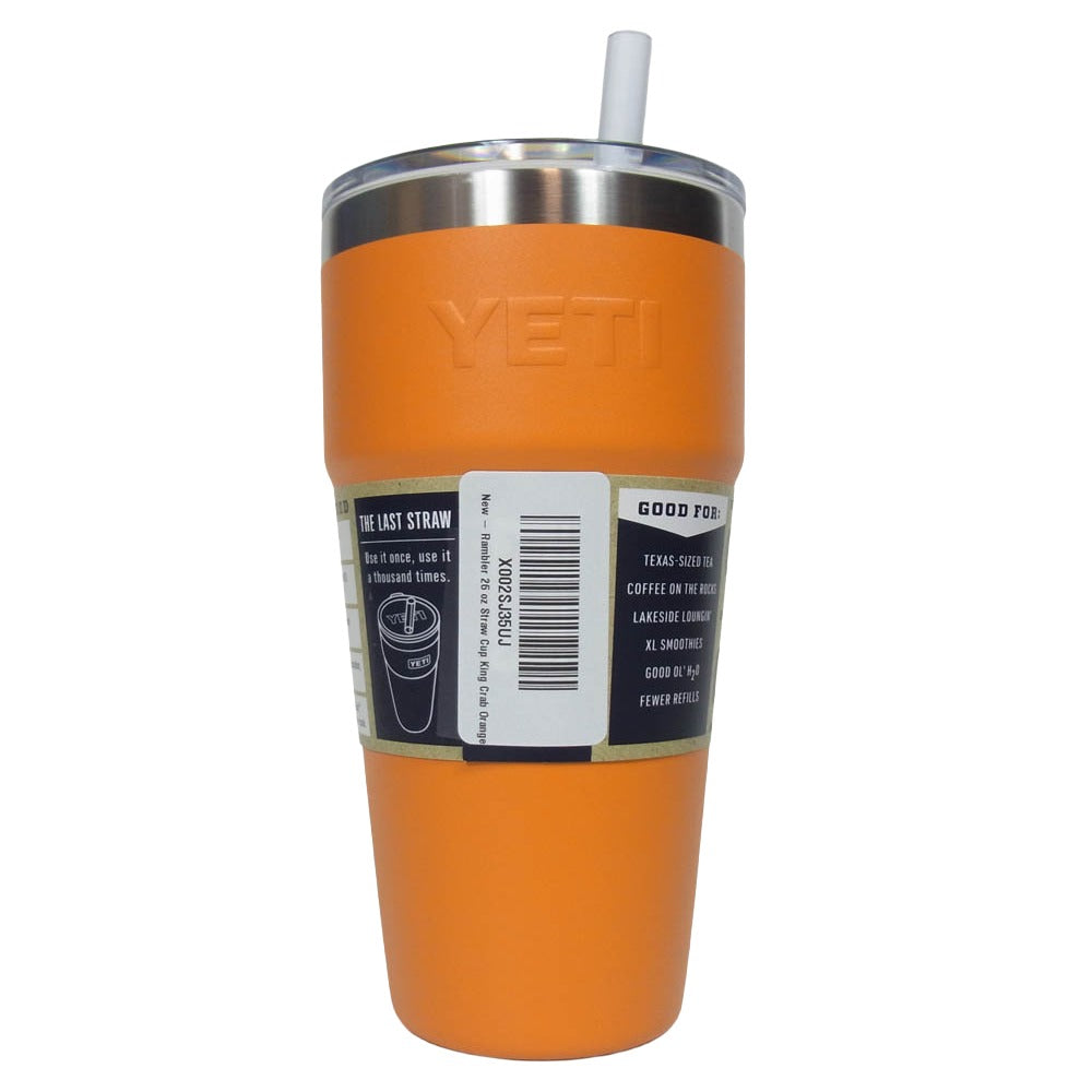 イエティ RAMBLER 26oz CUP WITH STRAW LID king crab orange ランブラー 26オンス カップ ストロー マグカップ オレンジ系【極上美品】【中古】