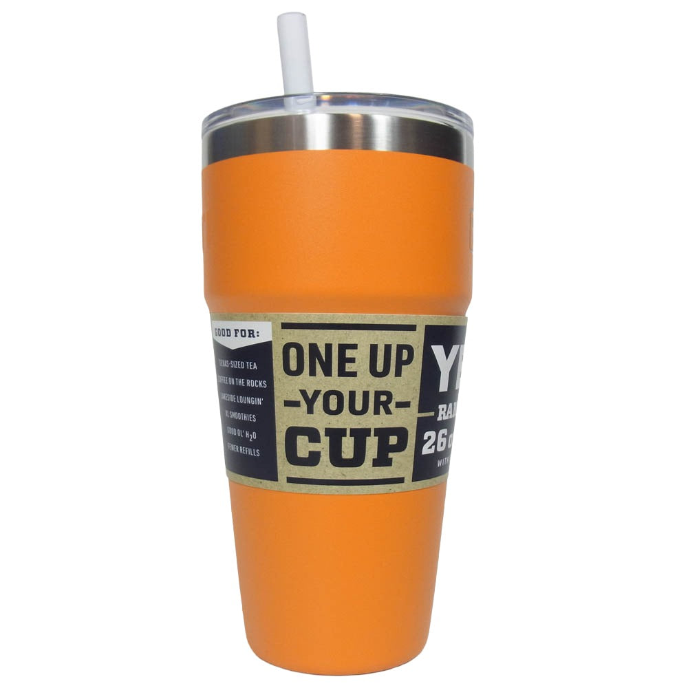 イエティ RAMBLER 26oz CUP WITH STRAW LID king crab orange ランブラー 26オンス カップ ストロー マグカップ オレンジ系【極上美品】【中古】