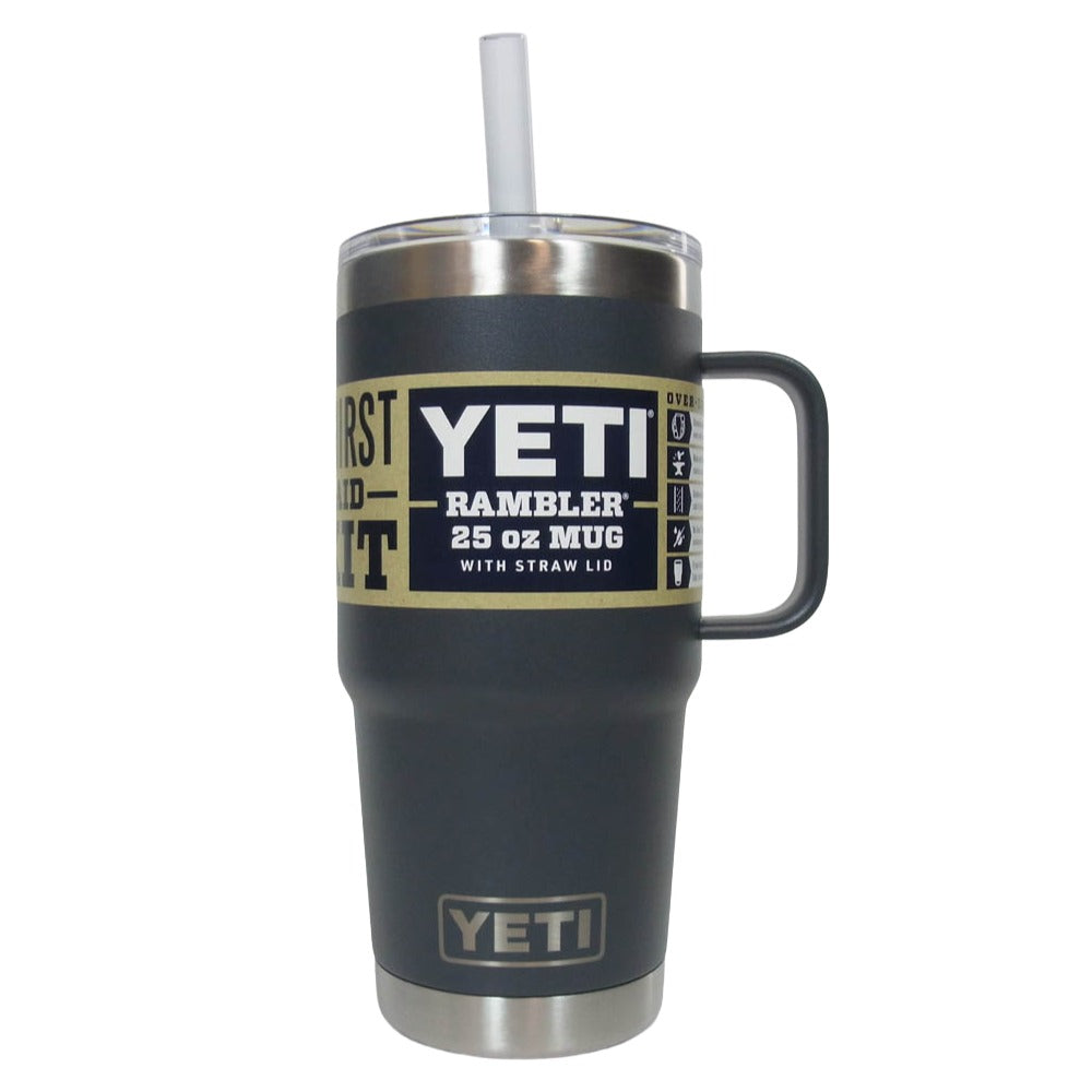 イエティ RAMBLER 25oz MUG WITH STRAW LID charcoal ランブラー 25オンス マグ ストロー マグカップ チャコール系【極上美品】【中古】