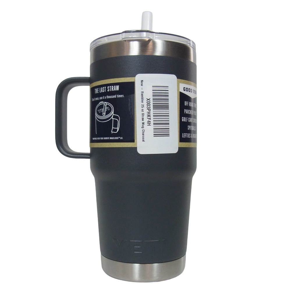 イエティ RAMBLER 25oz MUG WITH STRAW LID charcoal ランブラー 25オンス マグ ストロー マグカップ チャコール系【極上美品】【中古】
