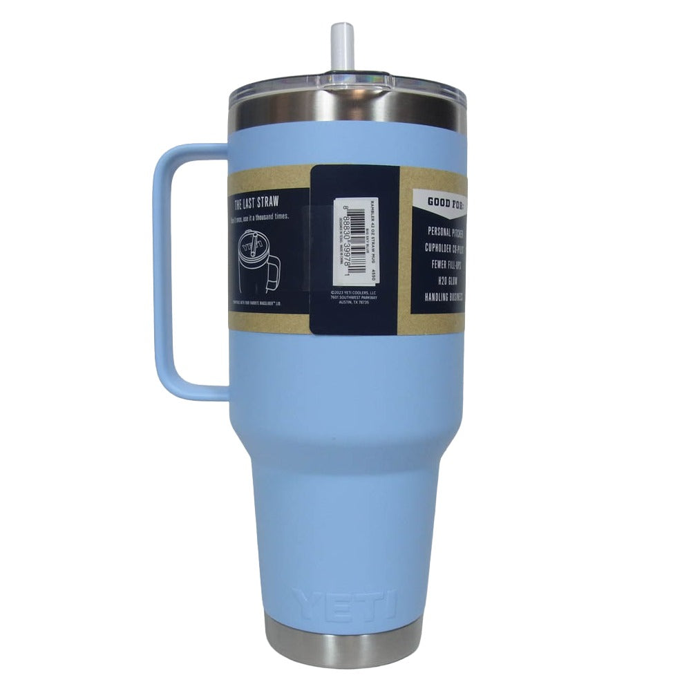 イエティ Rambler 42oz Straw Mug With Straw Lid big sky blue ランブラー 42オンス ストローマグ 水筒 ライトブルー系【極上美品】【中古】
