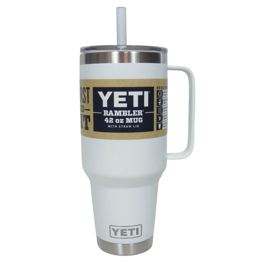 イエティ Rambler 42oz Straw Mug With Straw Lid white ランブラー 42オンス ストローマグ 水筒 ホワイト系【極上美品】【中古】