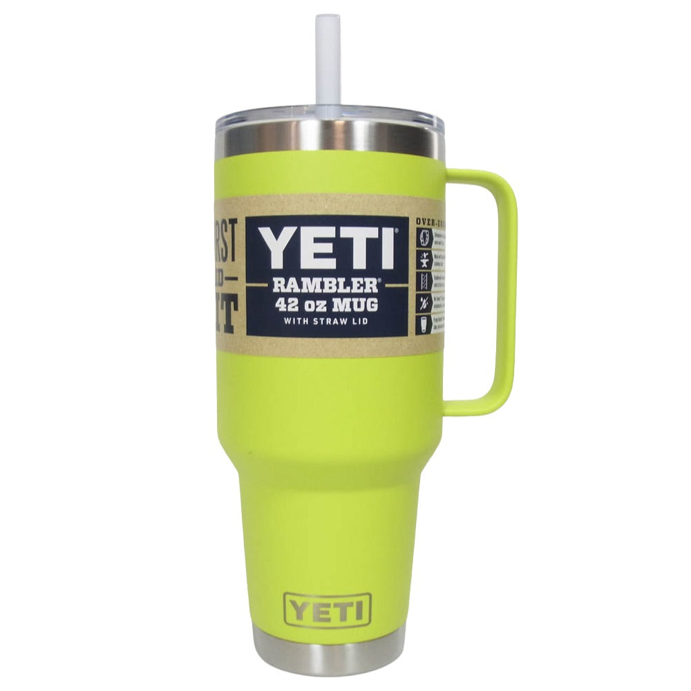 イエティ Rambler 42oz Straw Mug With Straw Lid firefly yellow ランブラー 42オンス ストローマグ 水筒 イエロー系【極上美品】【中古】