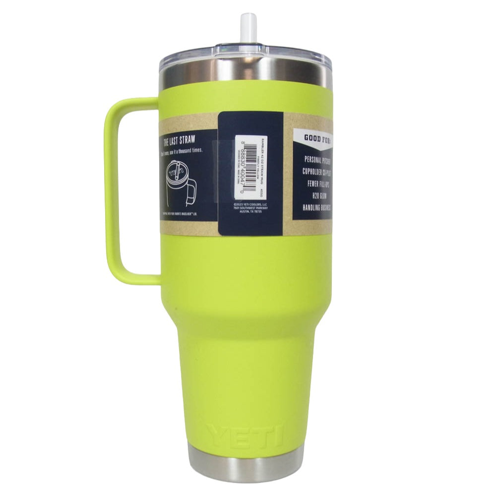 イエティ Rambler 42oz Straw Mug With Straw Lid firefly yellow ランブラー 42オンス ストローマグ 水筒 イエロー系【極上美品】【中古】