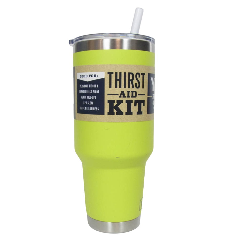 イエティ Rambler 42oz Straw Mug With Straw Lid firefly yellow ランブラー 42オンス ストローマグ 水筒 イエロー系【極上美品】【中古】