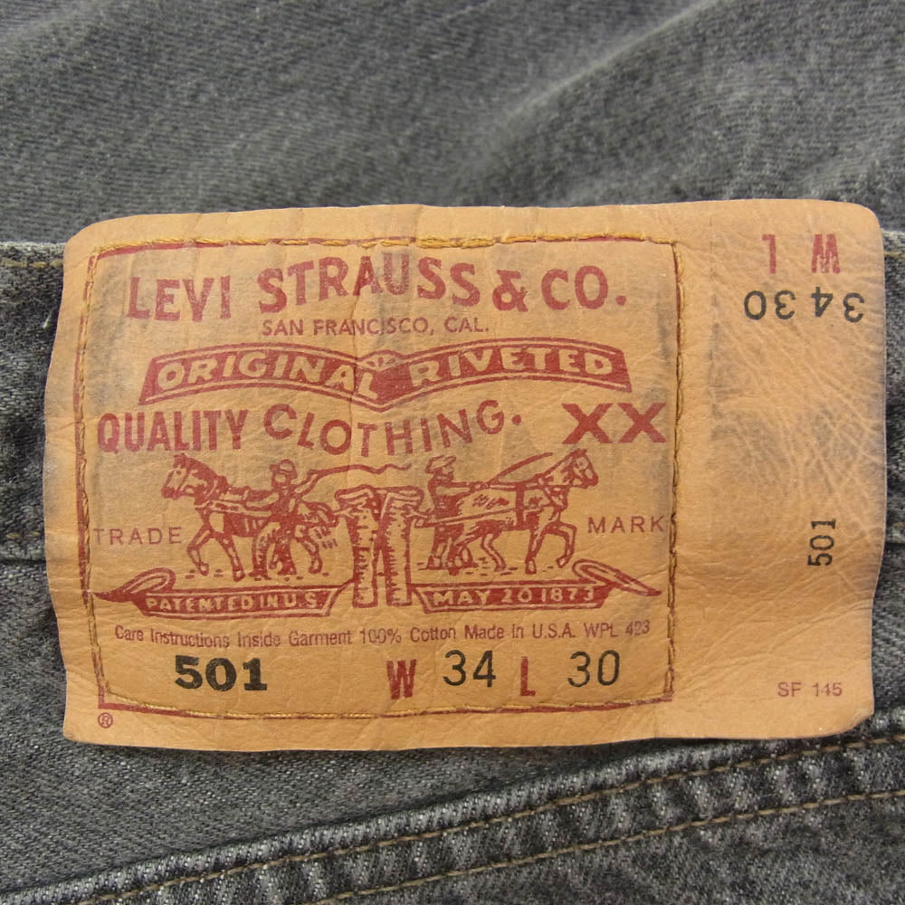 Levi's リーバイス USA製 90s 501 先染めブラックデニム ボタン裏653 スモールe Black Denim Pants デニムパンツ ジーンズ ブラック系 34【中古】
