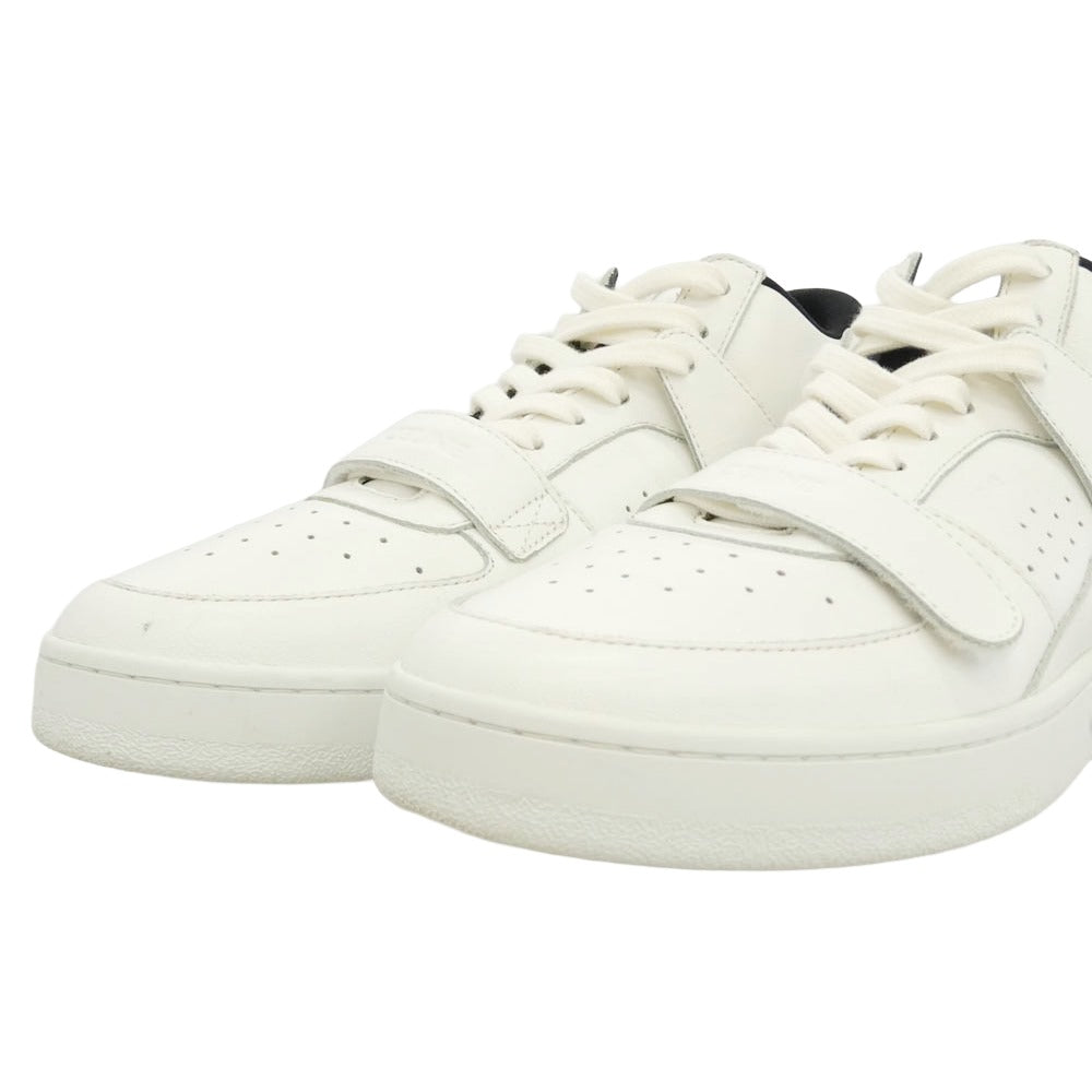CELINE セリーヌ FA0262 CT-02 ベルクロ レースアップ レザー スニーカー ホワイト系 42【中古】