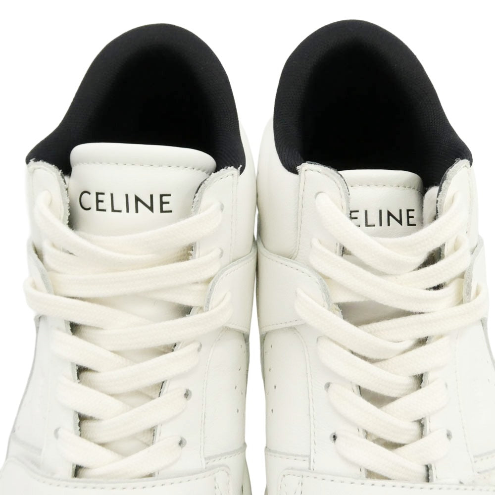 CELINE セリーヌ FA0262 CT-02 ベルクロ レースアップ レザー スニーカー ホワイト系 42【中古】