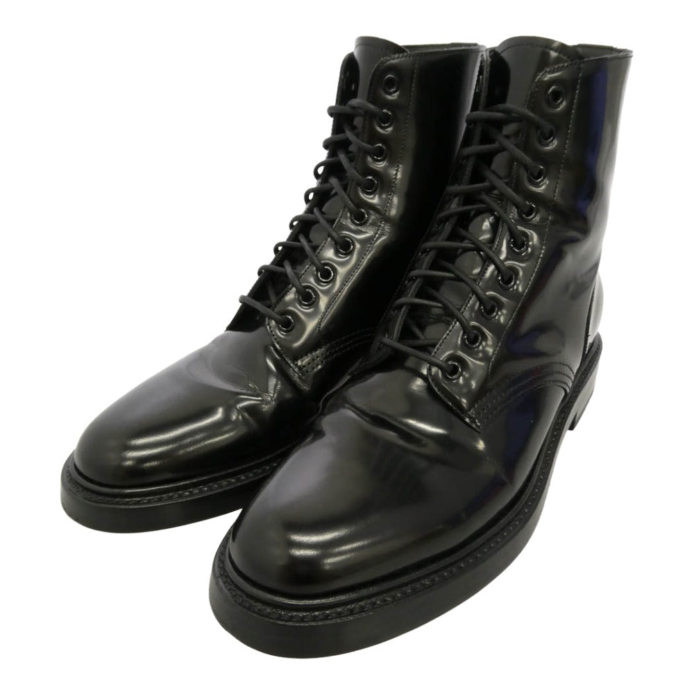 CELINE セリーヌ 791546 レースアップ コンバット レザー ブーツ ブラック系 41【中古】