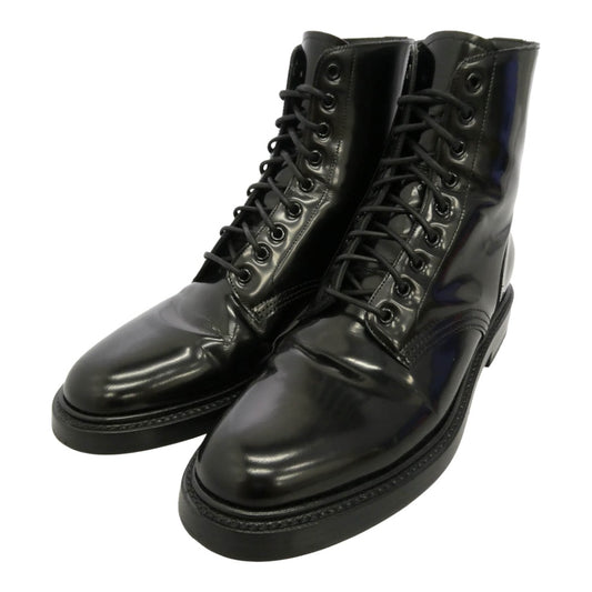 CELINE セリーヌ 791546 レースアップ コンバット レザー ブーツ ブラック系 41【中古】
