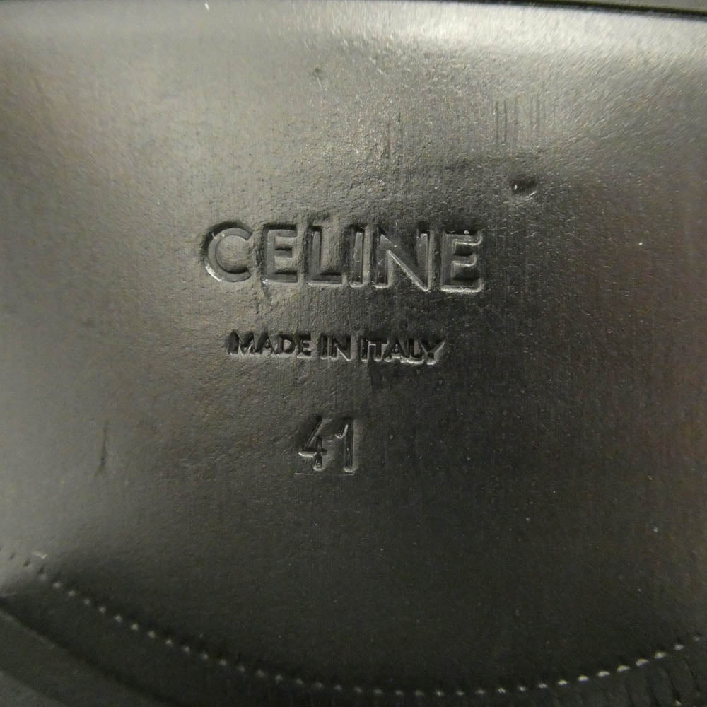 CELINE セリーヌ 791546 レースアップ コンバット レザー ブーツ ブラック系 41【中古】