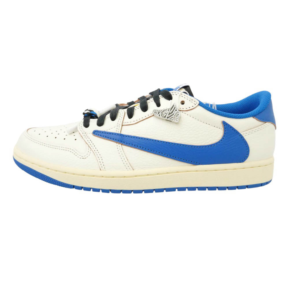 NIKE ナイキ FRAGMENT DESIGN フラグメントデザイン 25AW DM7866-104 × Travis Scott × fragment design Air Jordan 1 Low OG Sail Military Blue AJ1 【フェイクバスターズ鑑定済】トラヴィススコット フラグメントデザイン エアジョーダン セイル ミリタリーブルー スニーカー ホワイト系 ブルー系 28.5cm【新古品】【未使用】【中古】