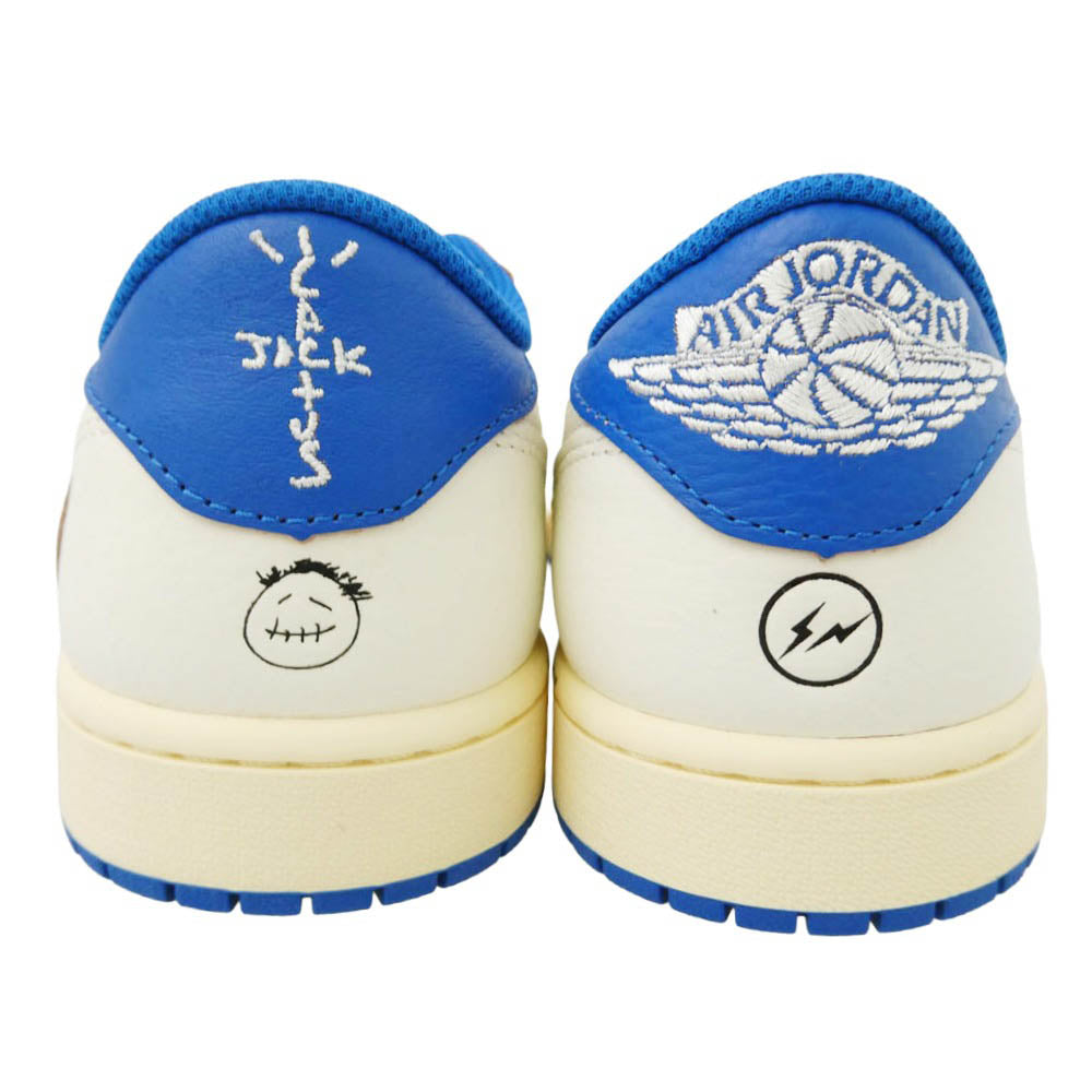 NIKE ナイキ FRAGMENT DESIGN フラグメントデザイン 25AW DM7866-104 × Travis Scott × fragment design Air Jordan 1 Low OG Sail Military Blue AJ1 【フェイクバスターズ鑑定済】トラヴィススコット フラグメントデザイン エアジョーダン セイル ミリタリーブルー スニーカー ホワイト系 ブルー系 28.5cm【新古品】【未使用】【中古】