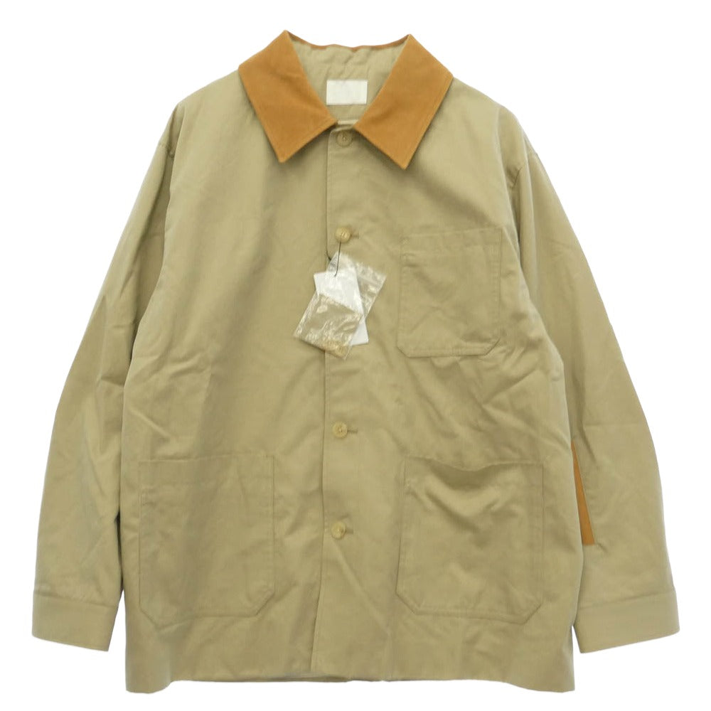 SOPHNET. ソフネット 26SS SPNT-260012 LEATHER COLLAR COVERALL レザーカラー カバーオール ジャケット ベージュ系 3【美品】【中古】