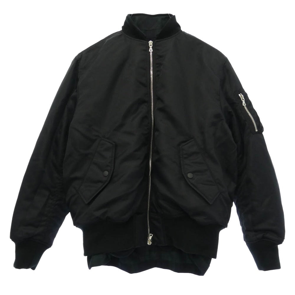 uniform experiment ユニフォームエクスペリメント 25AW UE-252038 REVERSIBLE MA-1 ブラックウォッチ柄 ラペル付きジャケット リバーシブル ジャケット ブラック系 グリーン系 1【美品】【中古】