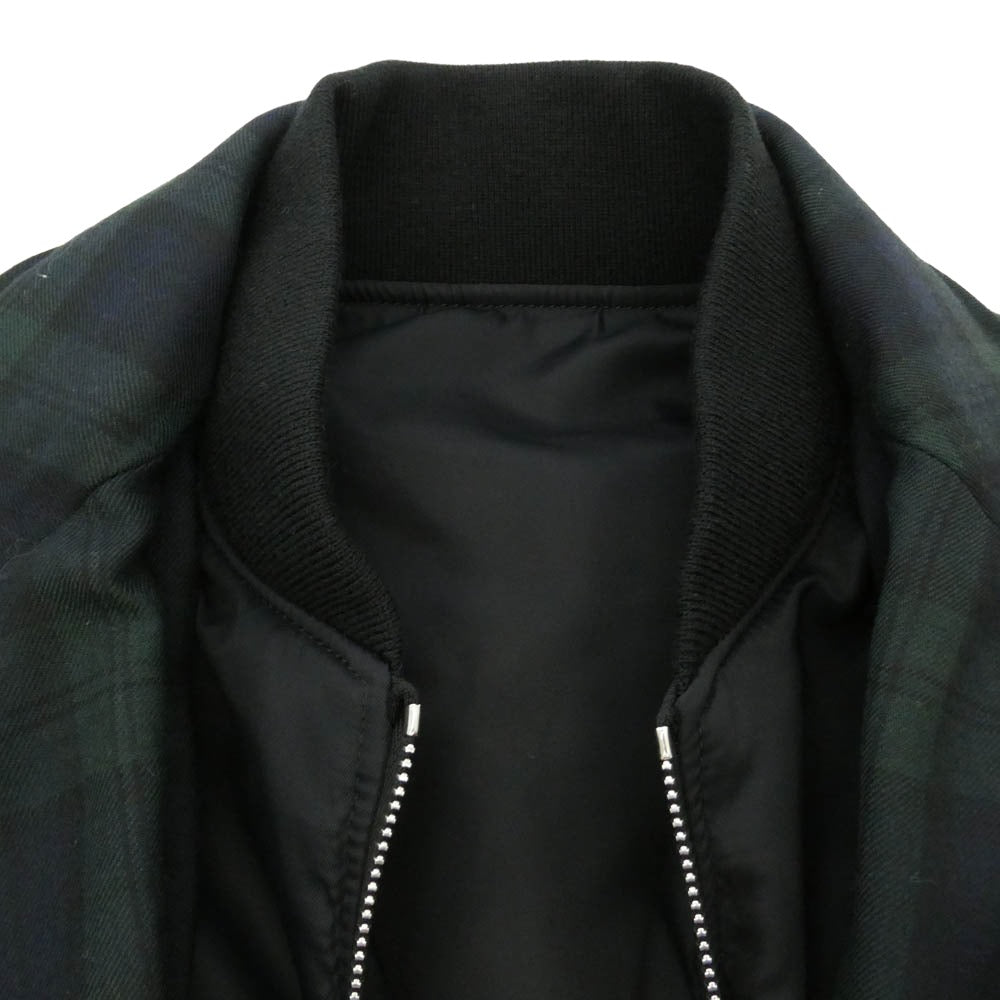 uniform experiment ユニフォームエクスペリメント 25AW UE-252038 REVERSIBLE MA-1 ブラックウォッチ柄 ラペル付きジャケット リバーシブル ジャケット ブラック系 グリーン系 1【美品】【中古】