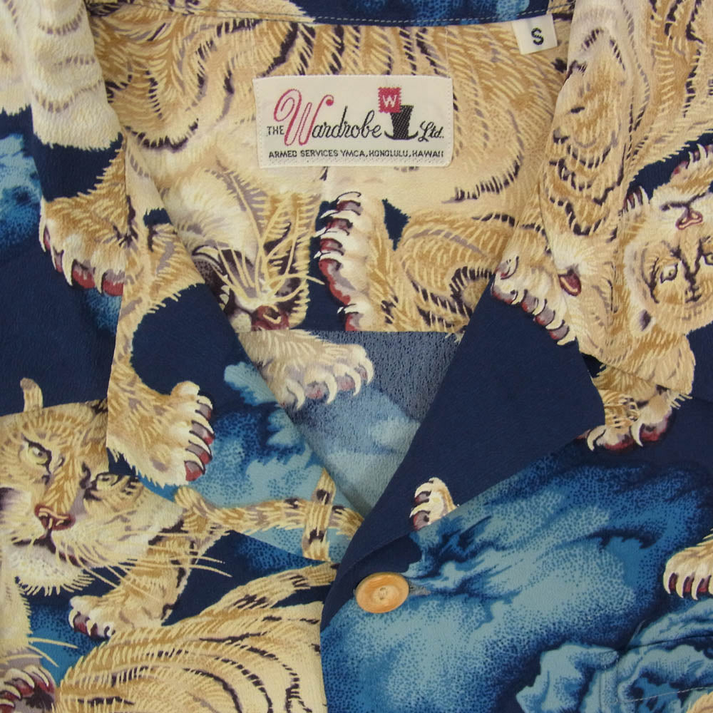SUN SURF サンサーフ SS31814 SP スペシャル 百虎 THE HUNDRED TIGERS ハワイアン アロハ シャツ ブルー系 S【新古品】【未使用】【中古】