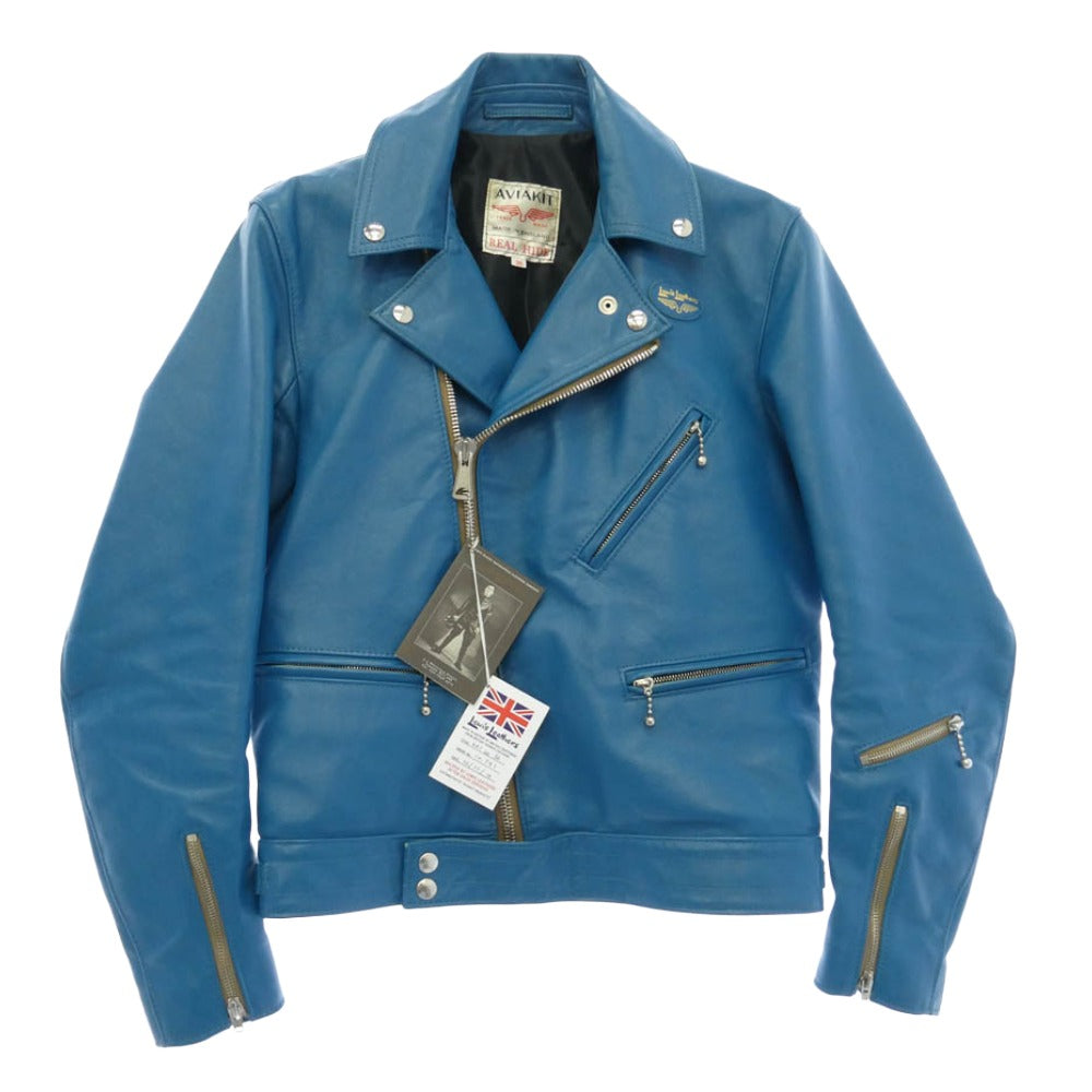 Lewis Leathers ルイスレザー No.441 CYCLONE REGULAR FIT HORSEHIDE サイクロン レギュラーフィット ホースハイド ヴィンテージターコイズ ライダース ジャケット ブルー系 36【中古】