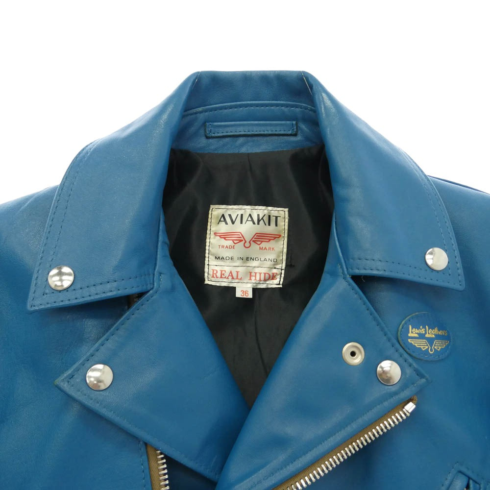 Lewis Leathers ルイスレザー No.441 CYCLONE REGULAR FIT HORSEHIDE サイクロン レギュラーフィット ホースハイド ヴィンテージターコイズ ライダース ジャケット ブルー系 36【中古】