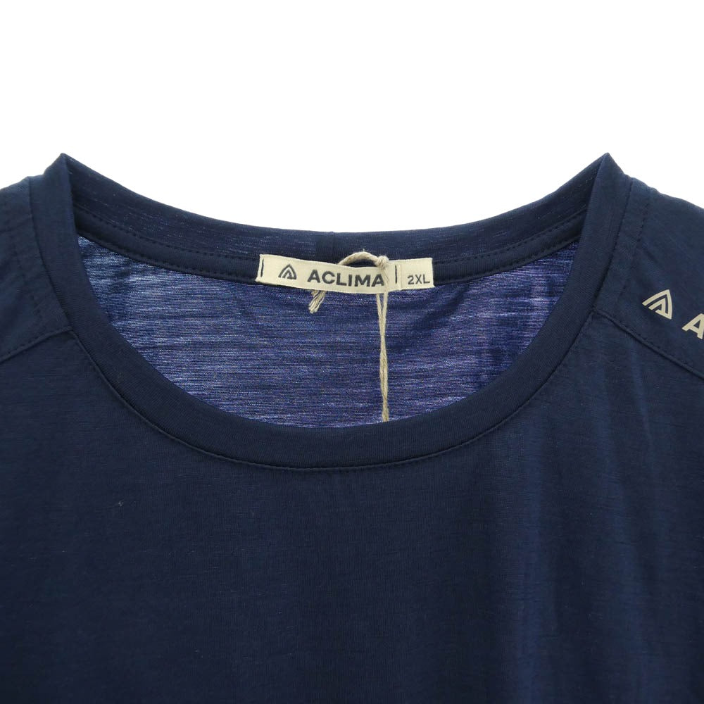 アクリマ LightWool Trail Tee ライトウール トレイル 半袖 Tシャツ カットソー ネイビー系 XXL【極上美品】【中古】