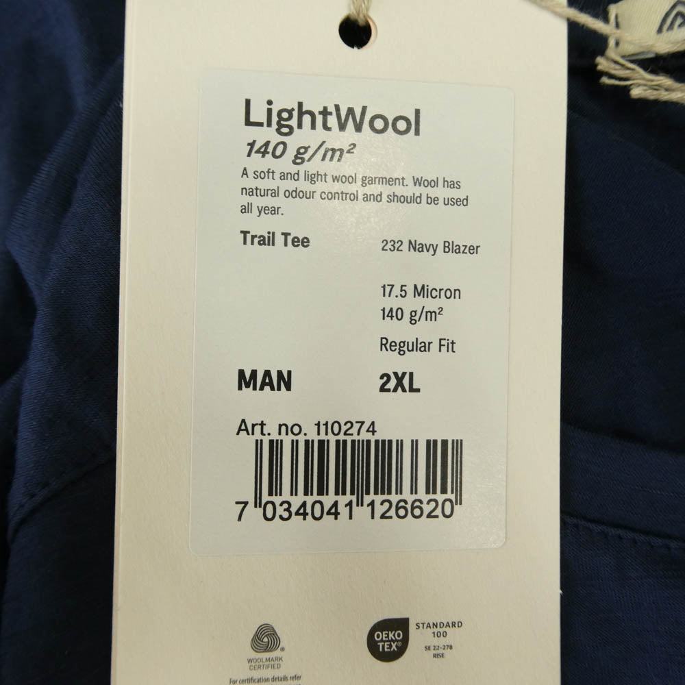 アクリマ LightWool Trail Tee ライトウール トレイル 半袖 Tシャツ カットソー ネイビー系 XXL【極上美品】【中古】