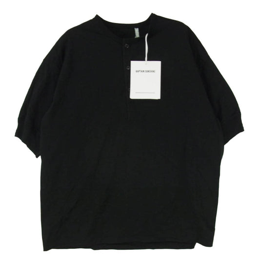 KAPTAIN SUNSHINE キャプテンサンシャイン 26SS KSBSCS11 Suvin Supima Tube Henleyneck Tee Light スビン・スーピマ チューブ ヘンリーネック 半袖 Tシャツ ライト ブラック系 42【極上美品】【中古】