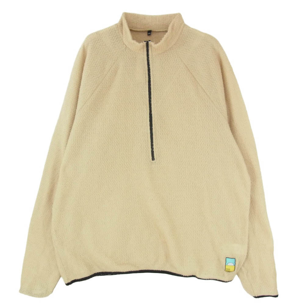 センチデザインズ USA製 POLARTEC A90 Half-Zip Hoodie Dune ポーラテック アルファ 90 ウィズ ハーフジップ フリース プルオーバー ベージュ系 XXL【中古】