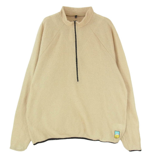センチデザインズ USA製 POLARTEC A90 Half-Zip Hoodie Dune ポーラテック アルファ 90 ウィズ ハーフジップ フリース プルオーバー ベージュ系 XXL【中古】