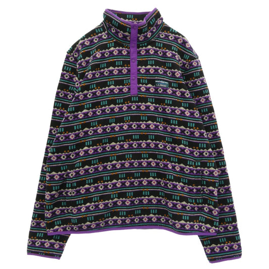 L.L.Bean エルエルビーン 総柄 スタンドカラー ハーフスナップ フリース プルオーバー ジャケット パープル系 XL【中古】