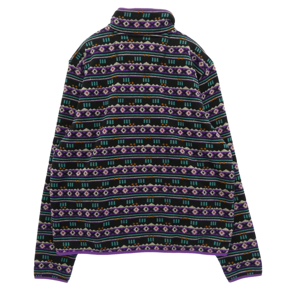 L.L.Bean エルエルビーン 総柄 スタンドカラー ハーフスナップ フリース プルオーバー ジャケット パープル系 XL【中古】